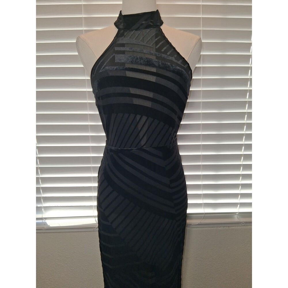BCBGMAXAZRIA Black Allegra Halter Maxi Long Sheer Gown Size 10